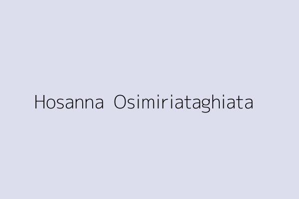 Hosanna  Osimiriataghiata 